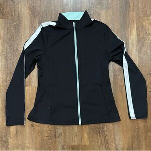 Adair Active Jules Full Zip Women’s Large Jacket Golf Performance Black Teal